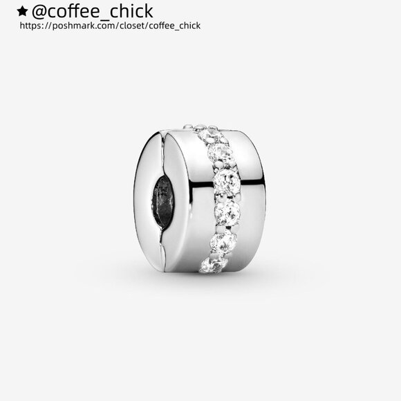 Pandora Clear Sparkling Row Clip Charm - Picture 1 of 7